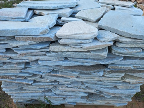 Плитняк златолит зелёный галтованный для цоколя купить в Осе